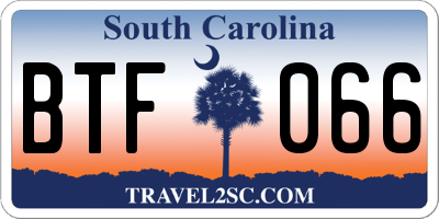 SC license plate BTF066