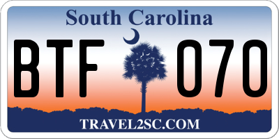 SC license plate BTF070