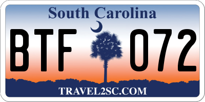 SC license plate BTF072