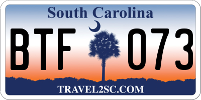 SC license plate BTF073