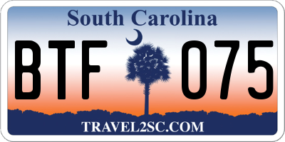 SC license plate BTF075