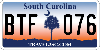 SC license plate BTF076