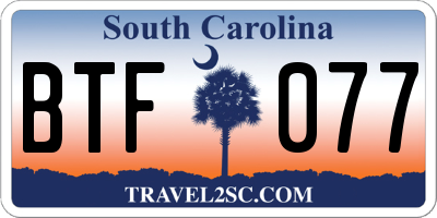SC license plate BTF077