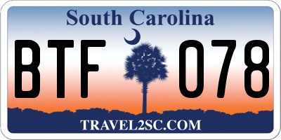 SC license plate BTF078