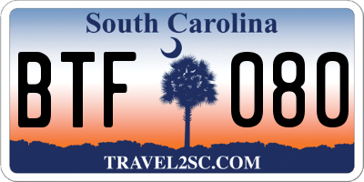 SC license plate BTF080