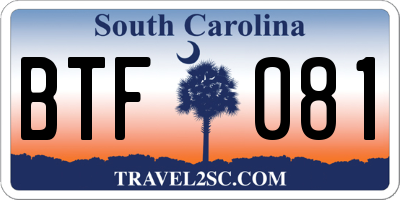 SC license plate BTF081