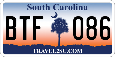SC license plate BTF086