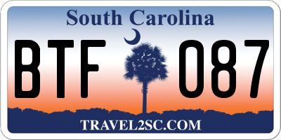 SC license plate BTF087