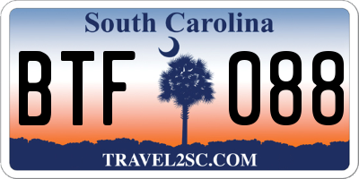 SC license plate BTF088