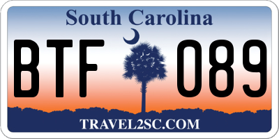 SC license plate BTF089