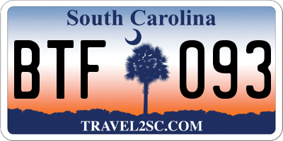 SC license plate BTF093