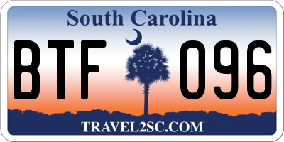 SC license plate BTF096