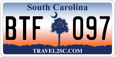SC license plate BTF097
