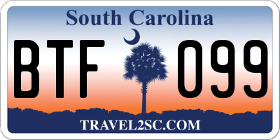 SC license plate BTF099