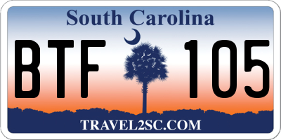 SC license plate BTF105