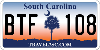 SC license plate BTF108