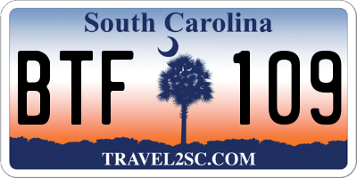 SC license plate BTF109