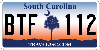 SC license plate BTF112