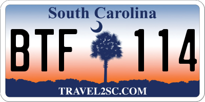 SC license plate BTF114