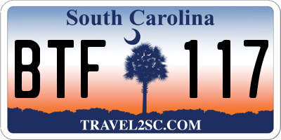 SC license plate BTF117