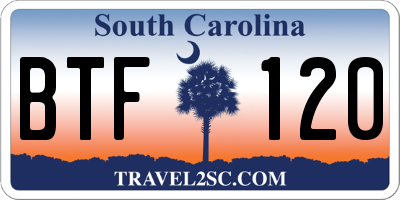 SC license plate BTF120