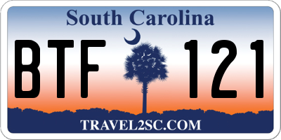 SC license plate BTF121