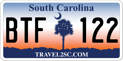SC license plate BTF122