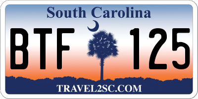 SC license plate BTF125