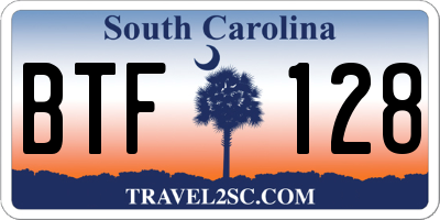 SC license plate BTF128
