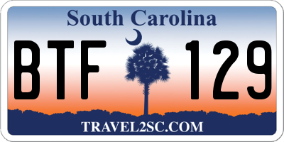 SC license plate BTF129