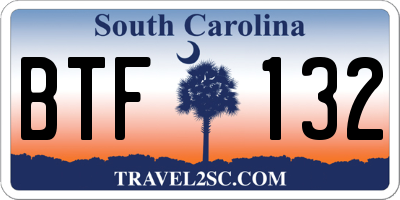 SC license plate BTF132