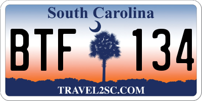 SC license plate BTF134