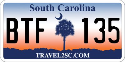 SC license plate BTF135