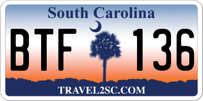 SC license plate BTF136
