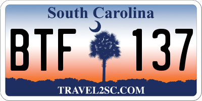 SC license plate BTF137