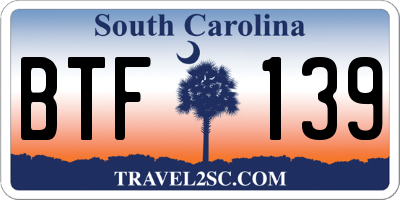 SC license plate BTF139