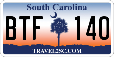 SC license plate BTF140