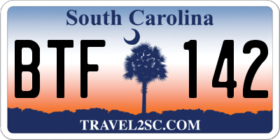 SC license plate BTF142