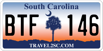 SC license plate BTF146