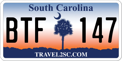SC license plate BTF147