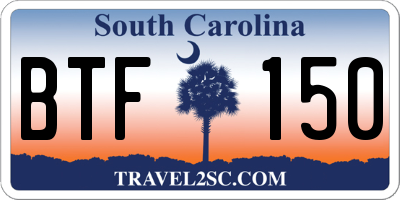 SC license plate BTF150