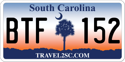 SC license plate BTF152