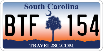 SC license plate BTF154