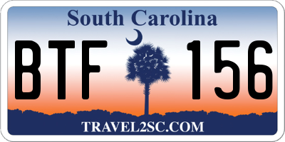 SC license plate BTF156