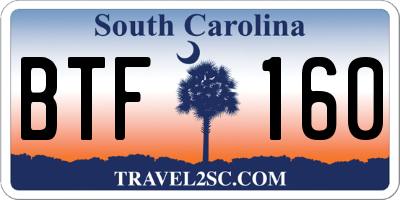 SC license plate BTF160