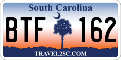 SC license plate BTF162