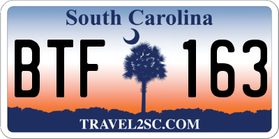SC license plate BTF163