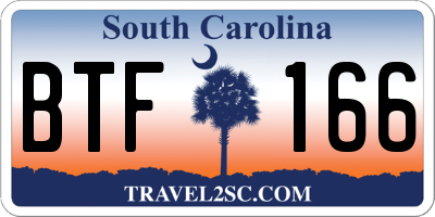 SC license plate BTF166