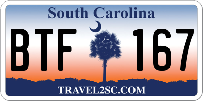 SC license plate BTF167