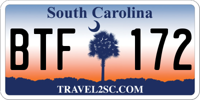 SC license plate BTF172